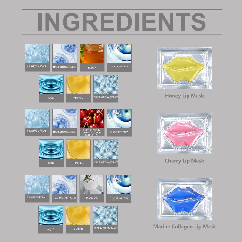 

Collagen/Honey/Cherry Lip Mask Gel Patches Hydrating & Plumping Lip Treatment For Dry Lip Repair Fine Lines Clear Lip Care Patch one size