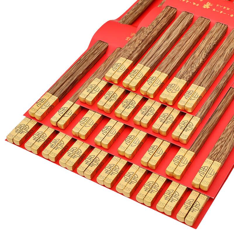 Hui Huang Wenge Holz Goldenes Vermögen Essstäbchen Set, 10 Paare