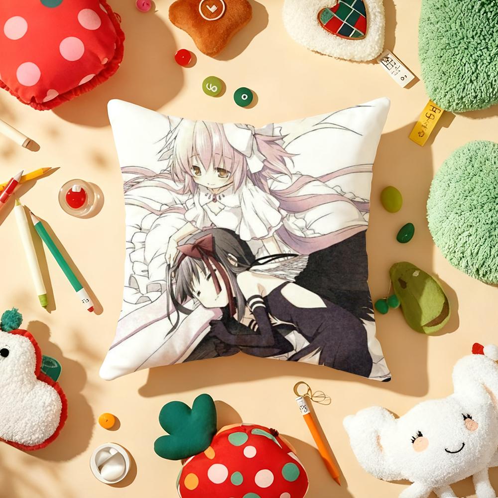 Cushion Cover Plush Fabric Soft DoubleSided Printed Sofa Warm Winter Home Gift Pillow Cover PPuella MMagi Madoka Magica