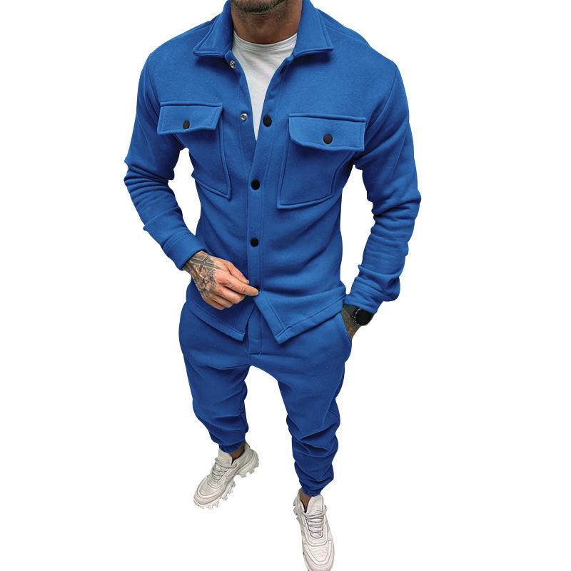 Men's Plus Size Suede Jacket & Pants 2-Piece Set - Spring/Autumn
