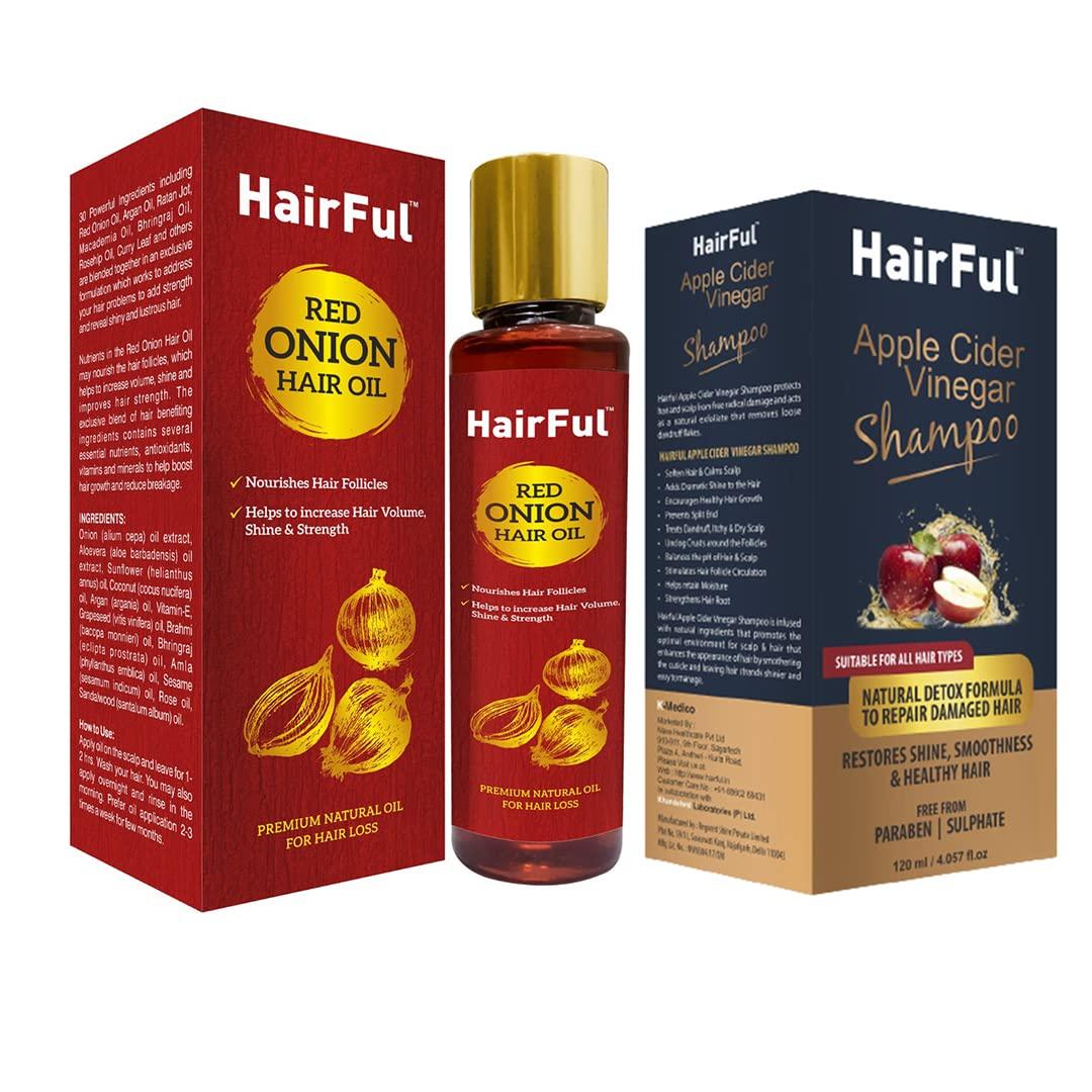 HairFul Red Onion Hair Oil | Ayurvedic Oils for Hair Fall Control | Supports Hair Growth | 21 Ayurvedic Herbs for Men and Women(1 Red Onion Oil 120
