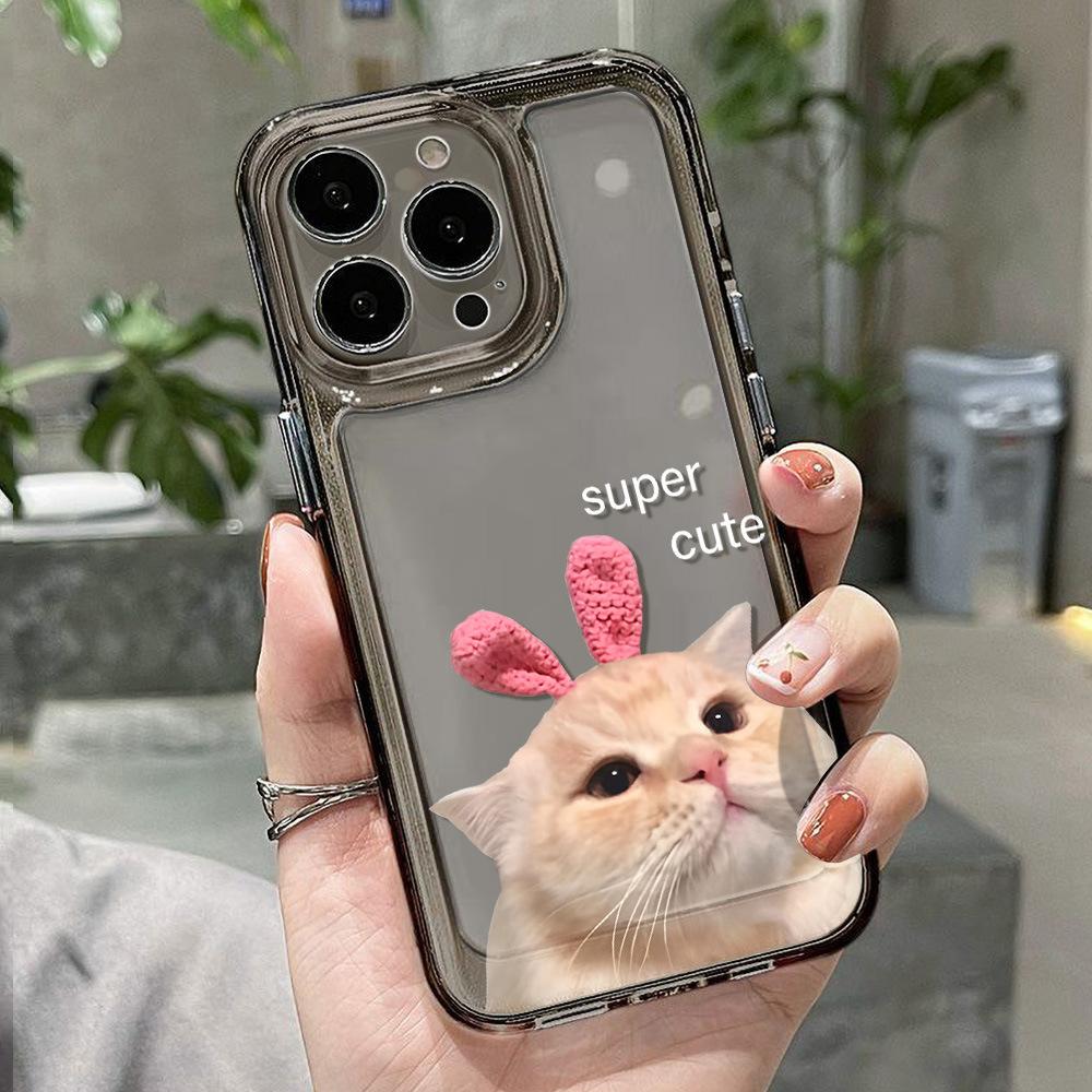 Applicable To iPhone17Pro Cute Cat Space Phone Case Apple 16promax Soft Case 15/14 Fine Hole Generation