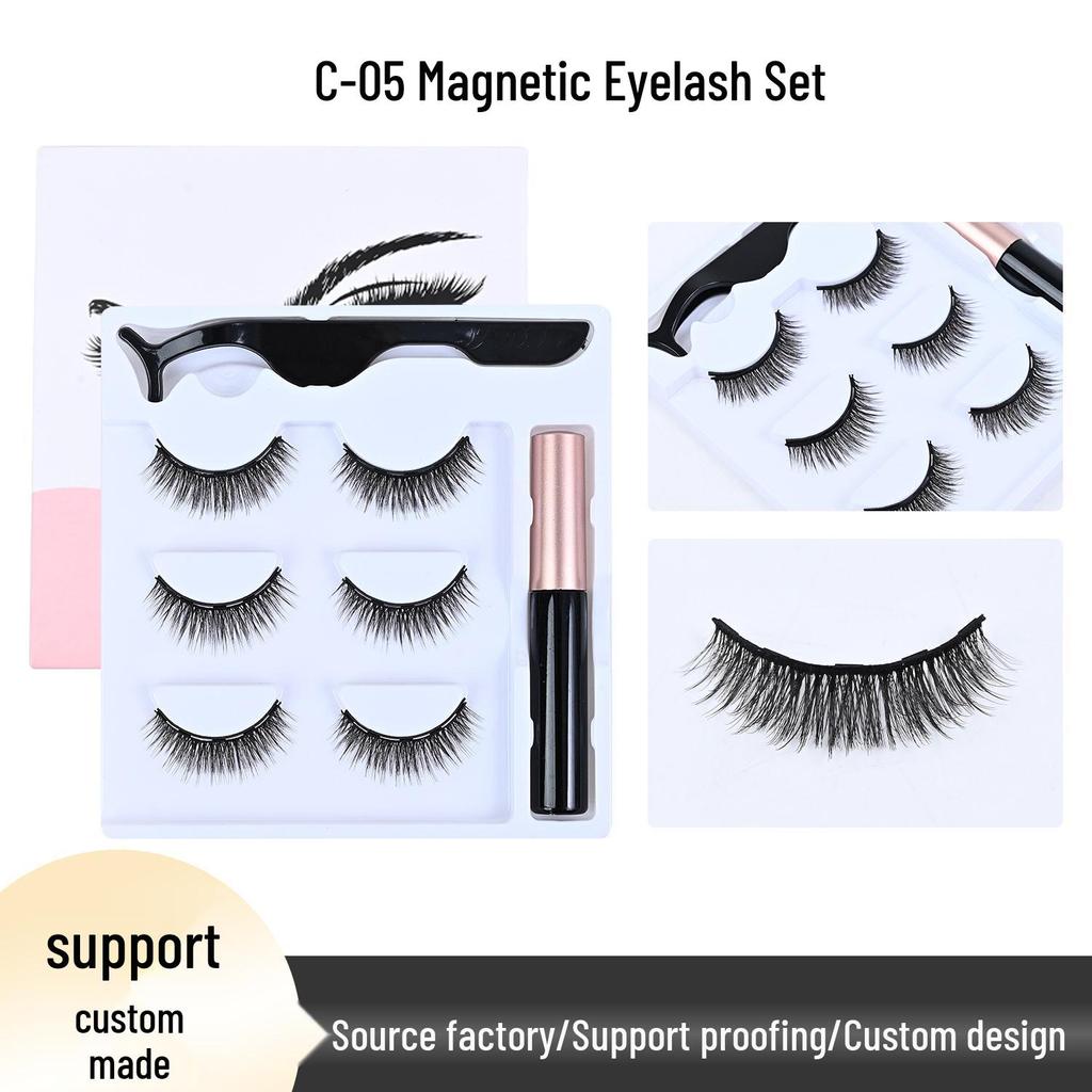 Magnetic Eyelash Set: 3 Pairs with Applicator & Eyeliner, Plus 5 Pairs of Comfortable Multi-Layer False Eyelashes
