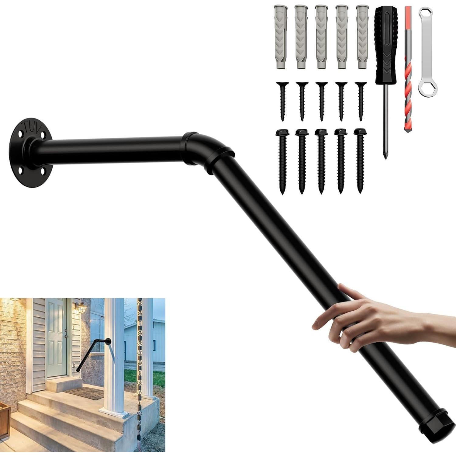 

Outdoor/Indoor Metal Stair Handrail | 27.5 Safety Grab Bar for 1-3 Steps | Non-Slip Elderly/Kids/Disabled