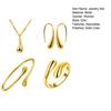 4 Pcs/Set Women Jewelry Set Water Drop Shape Polished Metal Adjustable Open Design Earrings Necklace Bangle Ring Set Lady Daily Jewelry