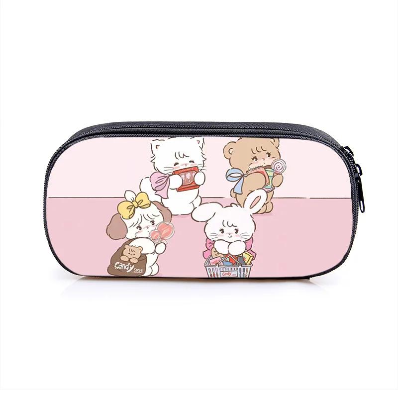 Mikko Pencil Bag Anime Pencil Cases Canvas Kawaii Stationery Box Children's Office Student School Supplies Stationary