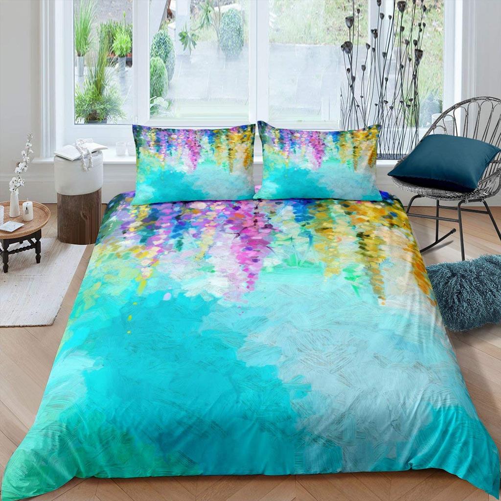 Rose Floral Duvet Cover Blossom Flowers Sunflower Bedding Set Fruit Comforter Cover Oil Painting Bedspread Cover Full King Size