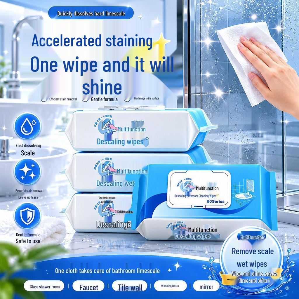 Salviette Multiuso per Bagno Rimuovi Calcare e Macchie per Doccia, Vetro e Piastrelle