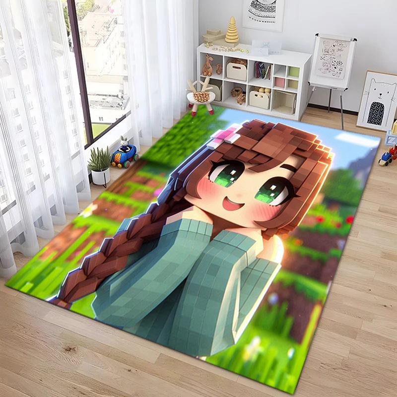 Classic Sandbox Xbox Game Minecraft Carpet Carpet Home Living Room Decoration Table and Chairs Anti Slip Door Mat Outdoor Picnic Mat Carpet A10