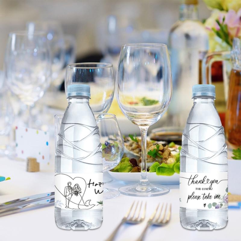 Wedding Water Bottle Labels Thank You,Greenery Floral Water Bottle Wraps Sticker Water Bottle Labels for Birthday Party