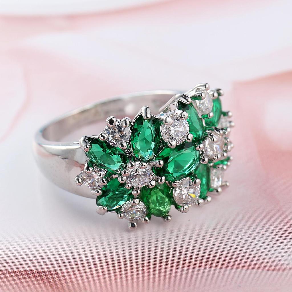 Dragon's Intention Luxurious Ruby Red Floral Zircon Ring: European & American Style