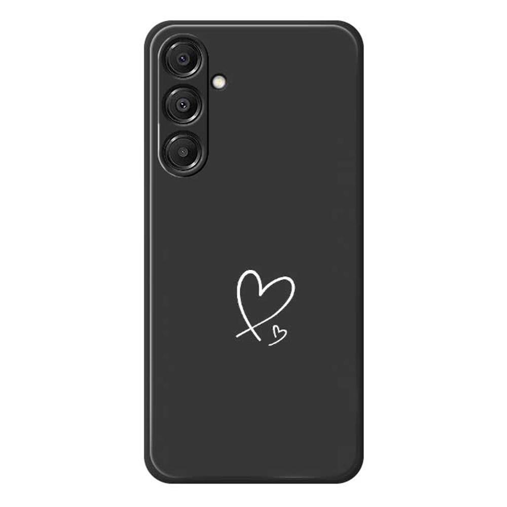 

For Samsung Galaxy A16 5G/4G Case White Love Pattern Printing Straight Edge TPU Phone Back Cover Black