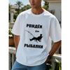 European sizes Men's Russian-Themed Fishing T-Shirt - Russian Born Print Short Sleeve Top, Casual Summer Outdoor Wear for Anglers