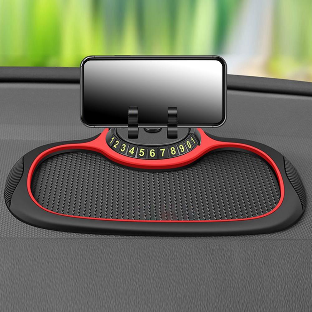 Anti-slip Car Phone Holder Pad Mat With Parking Number Plate 3 In1 Dashboard Pad Car Dash Organizer For Car Interior Accessories