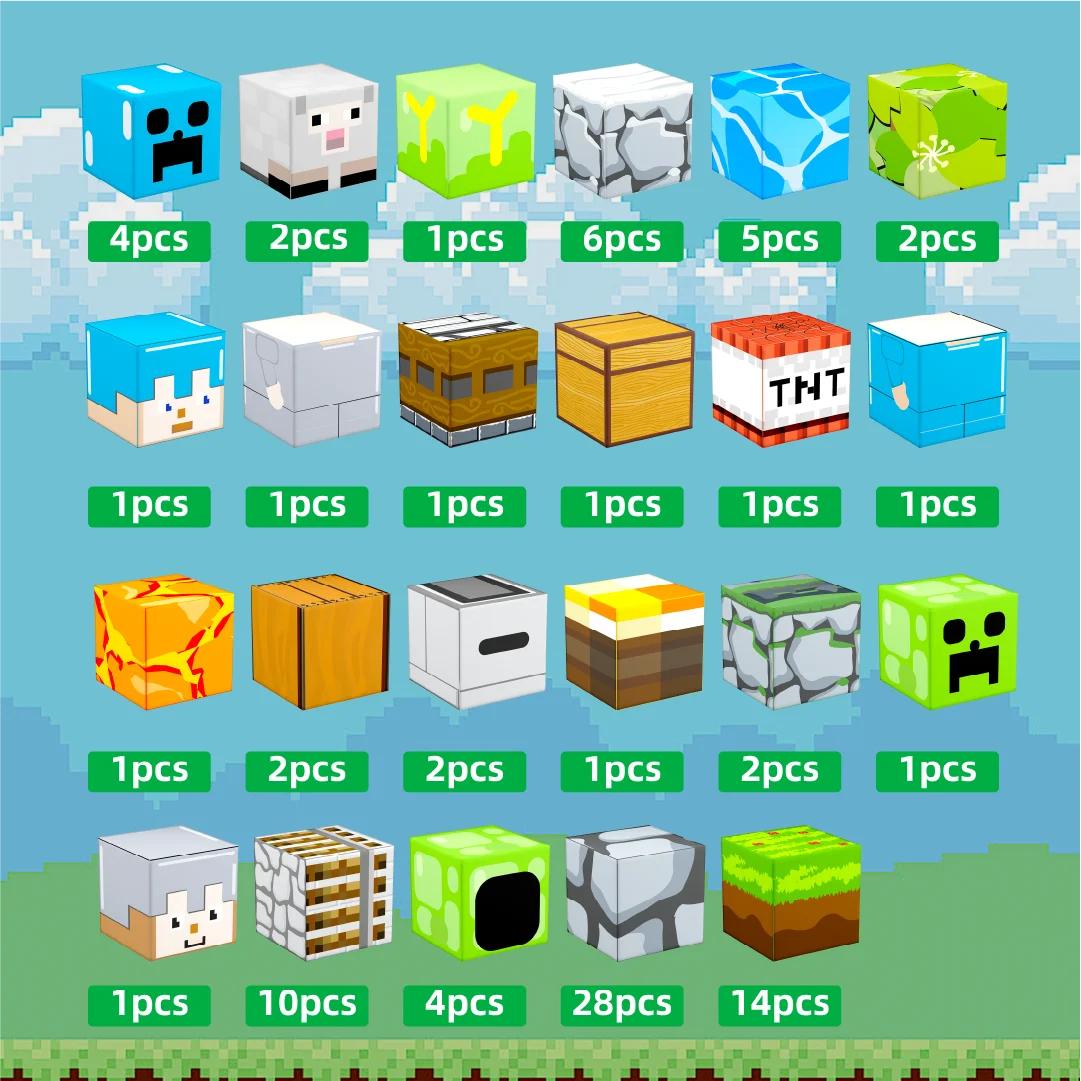 

89PCS Creative Mine Magnet World Магнитные строительные блоки Органы Сцена замка слизи Подходит для мальчиков и девочек Подарок на день рождения