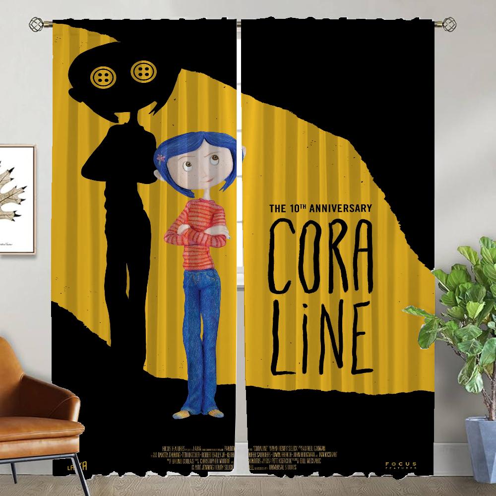 Window Curtain for Room 2 Panel Coralines Curtains for Bedroom Halloween Decoration Shades Home Interior Curtains Partition