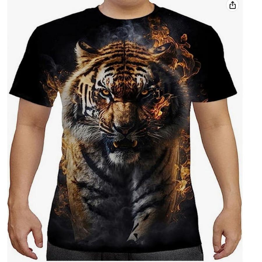 Sport Wear Men Animal Simple T Shirts Summer Round Neck Tees Short Sleeve Top Men's Plus Size 3d Print T Shirt