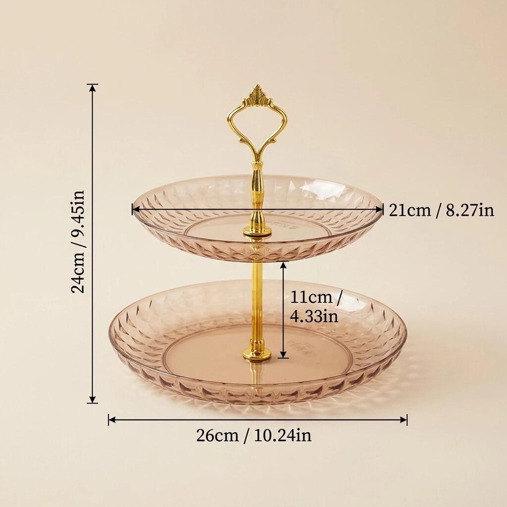Tiered Plastic Serving Tray Cake Stand 2/3 Tier Reusable Dessert Plate Fruit Food Dishes Tableware Catering Buffet Sweet Table