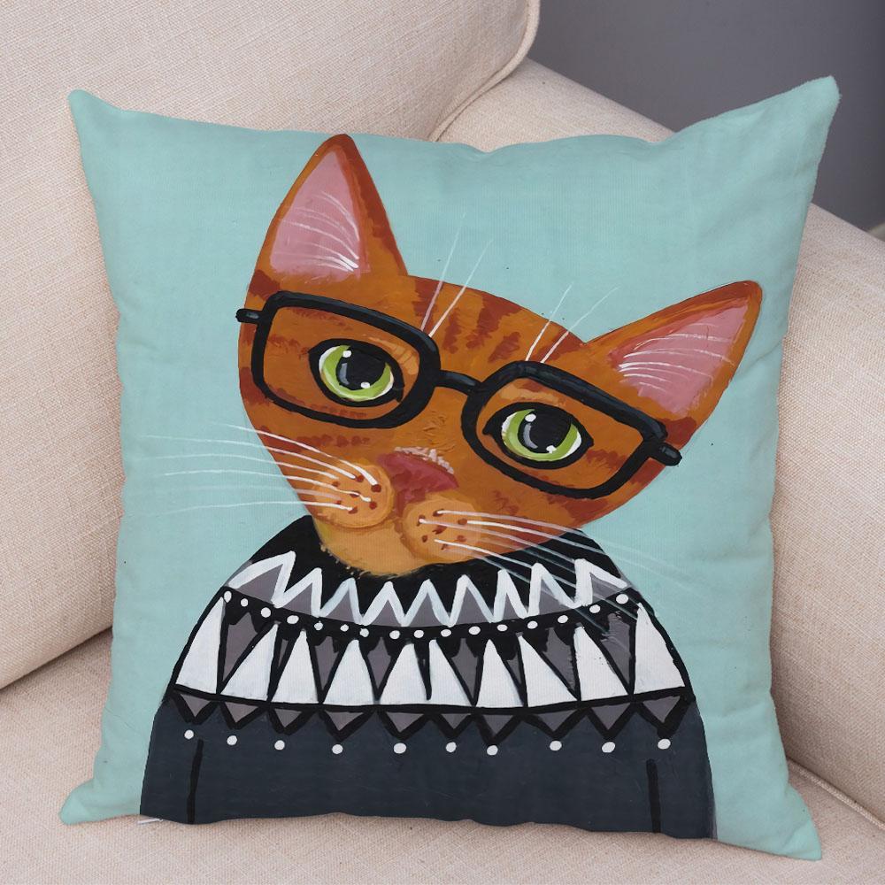 Bedroom Cute Funny Cartoon Coffee Cat Pillowcase Decoration Pet Animal Pillowcase Cushion Cover Sofa Home Car