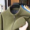 Men's Double-Sided Sherpa Fleece Hoodie - Thick, Warm, Stand Collar, Half-Zip Jacket for Autumn/Winter.