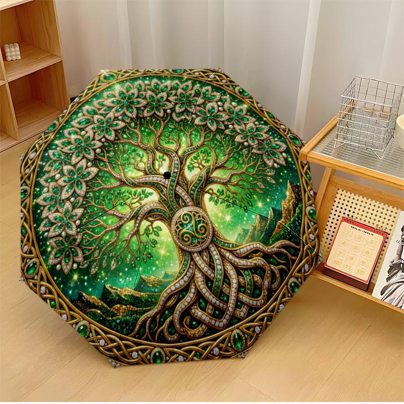 

Beautiful tree Printed umbrella windproof folding umbrella portable sun and rain umbrella suitable for gifting