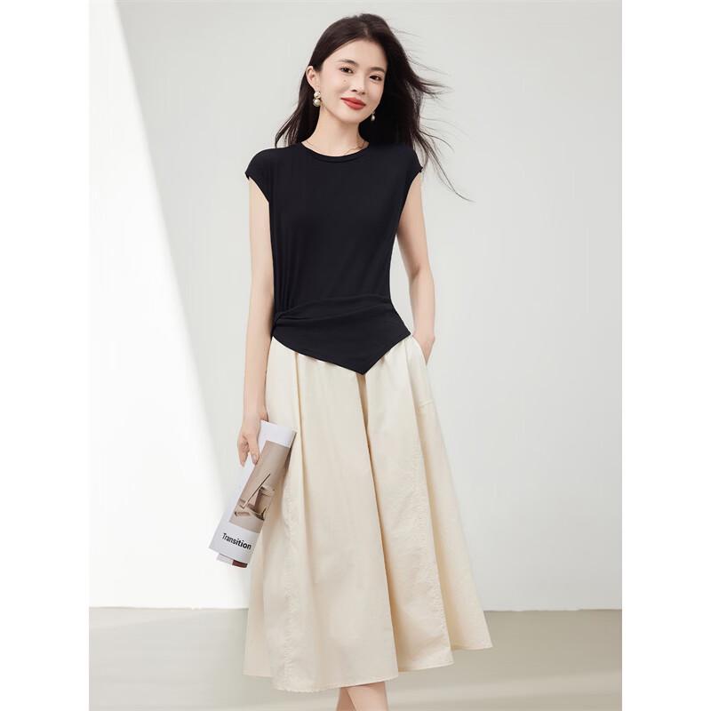 Elegant Spliced Knit Two-Piece Dress