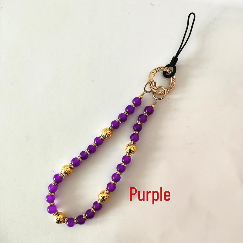 Crystal Glass Bead Phone Lanyard: Anti-Lost Fashion Accessory Keychain