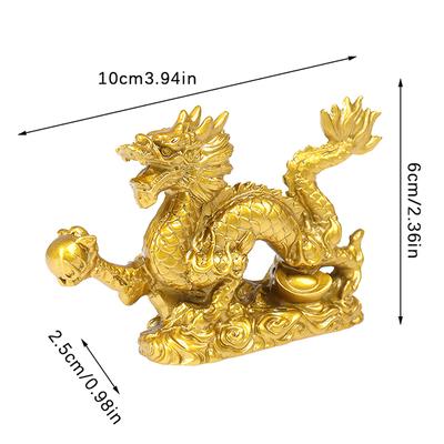 Buena Suerte Dragón Estatua Zodiaco Chino Doce Estatua Dragón Dorado Escultura Animales Figuras Decoración Escritorio