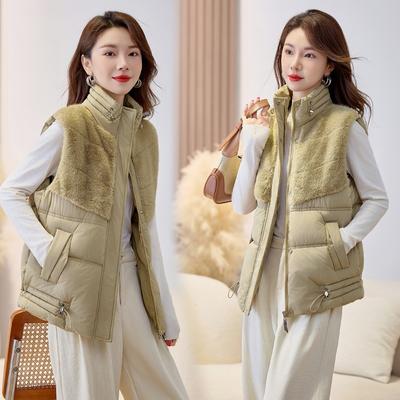 Neue Daunenweste Damen Kurzplüschweste Herbst und Winter neu lässiger lockerer Mantel