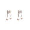 Luxury Geometric Circular Rhinestone Earrings for Women Ladies Imitation Pearl Water Droplet Tassel Earrings Jewelry Accessories