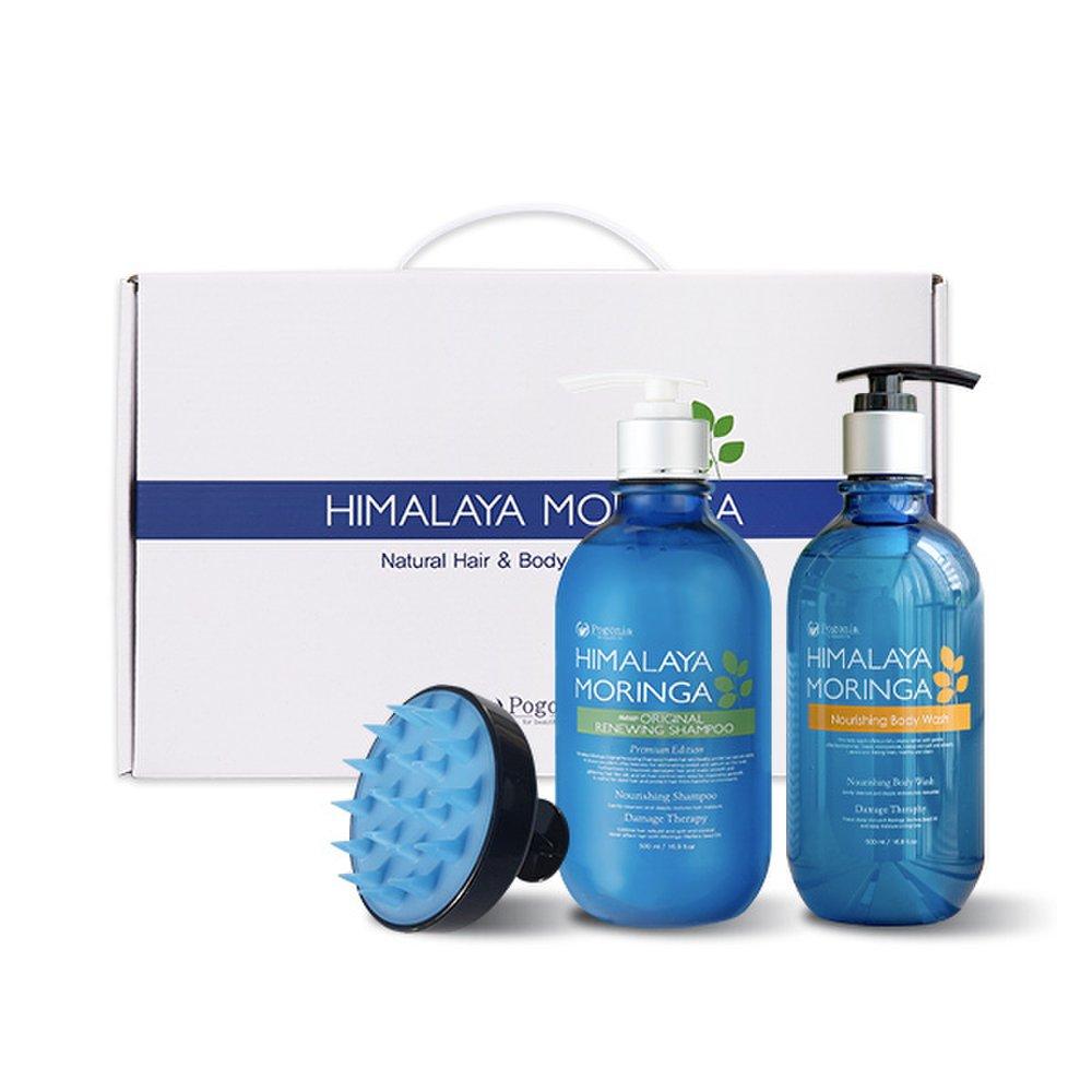 

Himalaya moringa shampoo body wash scalp brush 3-piece gift set