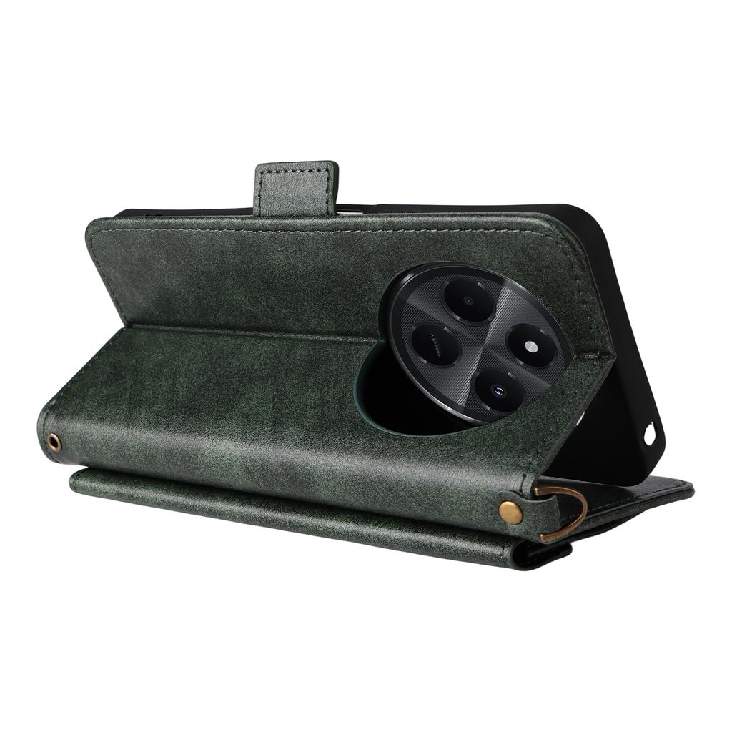 Leather Case For Xiaomi Redmi A4 5G/14C 4G/14R 5G/Poco C75 4G Magnetic Closure Wallet Stand Phone Cover with Crossbody Strap