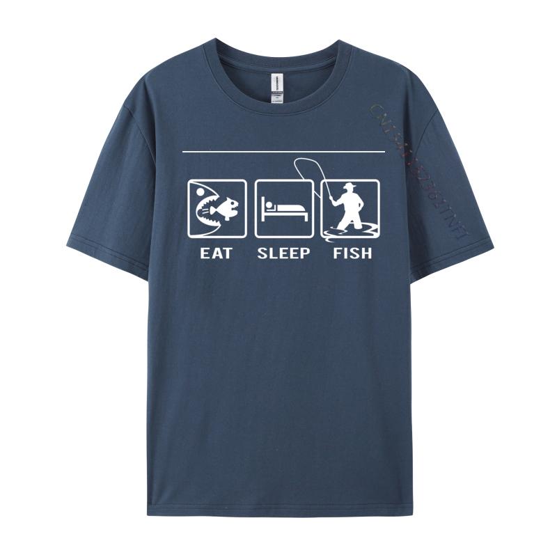 Eat Sleep Fish Repeat Tee Shirts 2024 Fashion Tops T Shirt Cotton Printed T Shirt Fishing Lover Gift