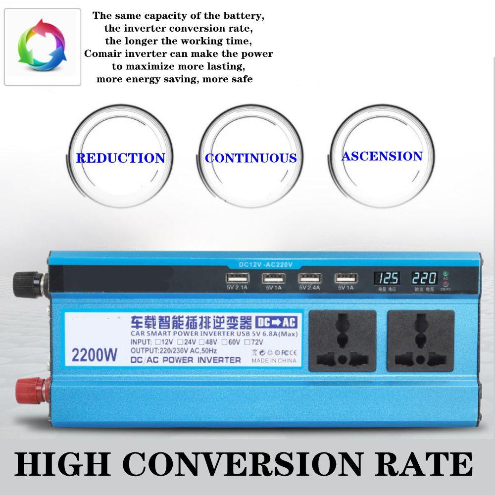 DC 2200/4000W 12/24V To AC 220V Adapter Charging Converter Car Inverters Modified Sine Wave Solar Power Voltage Transformer