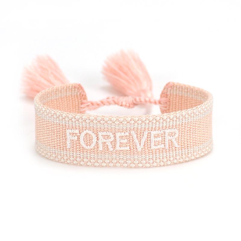 European & American Cross-border Embroidery Bracelet | Handmade Tassel & Letter Logo