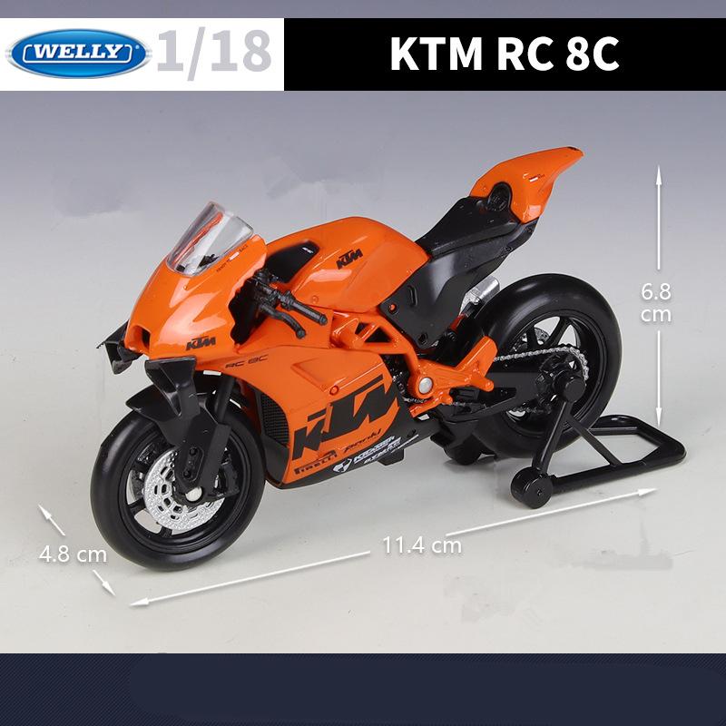 Welly 1/18 KTM RC 8C Alloy Street Sports Motorcycle Model Diecasts Metal Road Racing Motorcycle Model Simulation Childrens Gifts