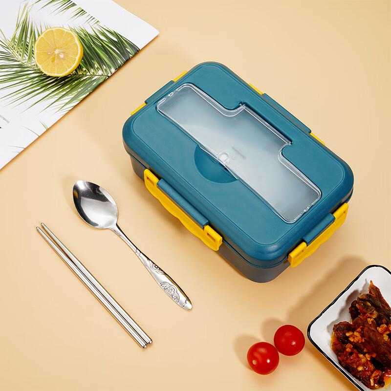 ZISIZ Divided Lunch Box with Stainless Steel Cutlery