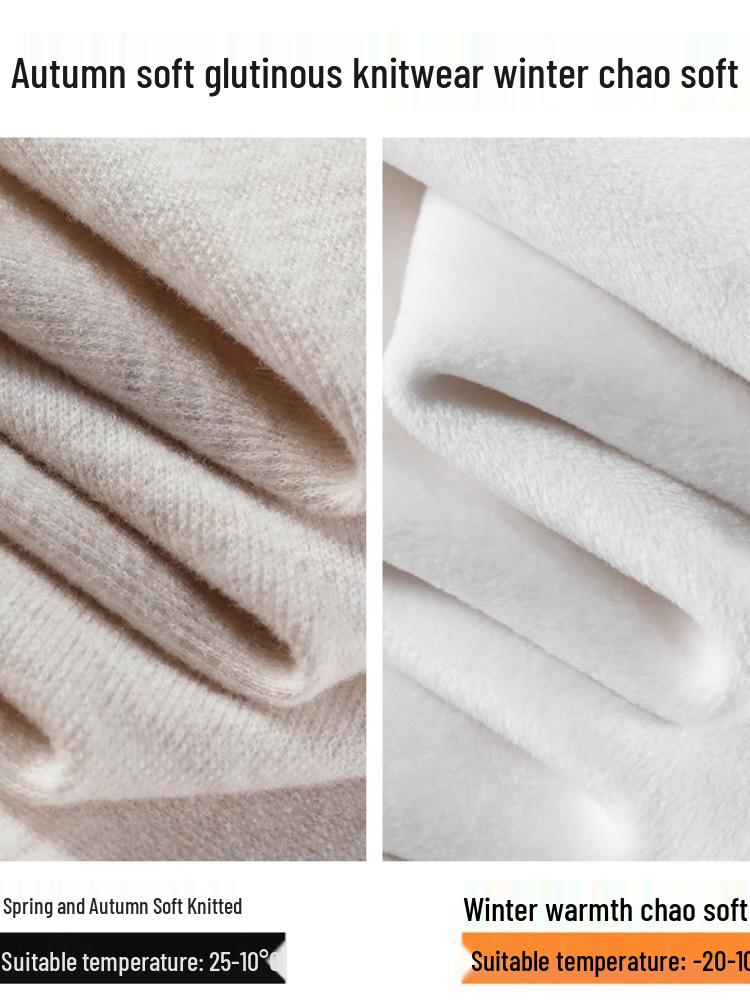 Calças Tricotadas de Veludo Forradas Tamanho Plus para Mulheres - Outono & Inverno