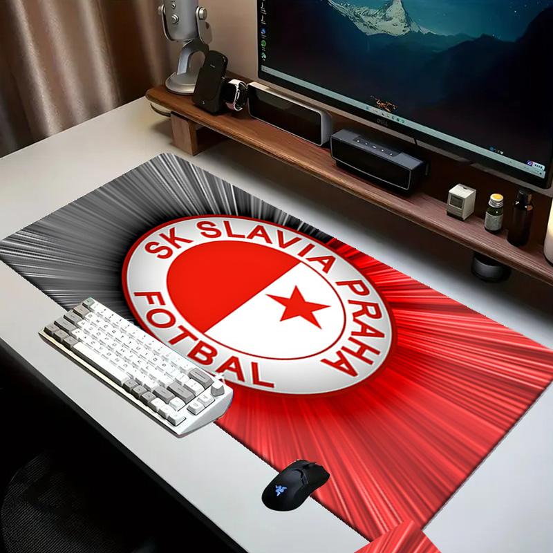Red And White Prague Football Mouse pad Office Desk Mat, Gaming Mouse Pad Mousepad, keyboard pad,Heavy-Duty Non-Slip Rubber Backing, Gift