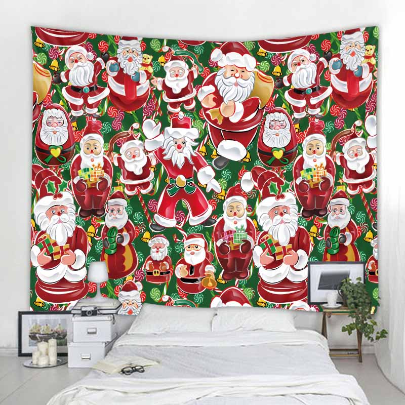 Weihnachtsdekoration, Wandteppich, Weihnachtsmann, Schneeszene, Wandbehang, Hippie-Fantasieszene, Hintergrund, Stoff, Böhmen, Heimdekoration