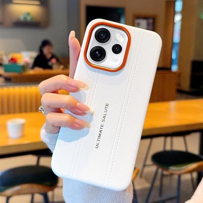 Étui de Conception Luxe Cuir Texture Croisée Pour Oppo Reno 15, Reno 15 Pro, Reno 15 Pro Max Fin Anneau Caméra Orange Housse antichoc