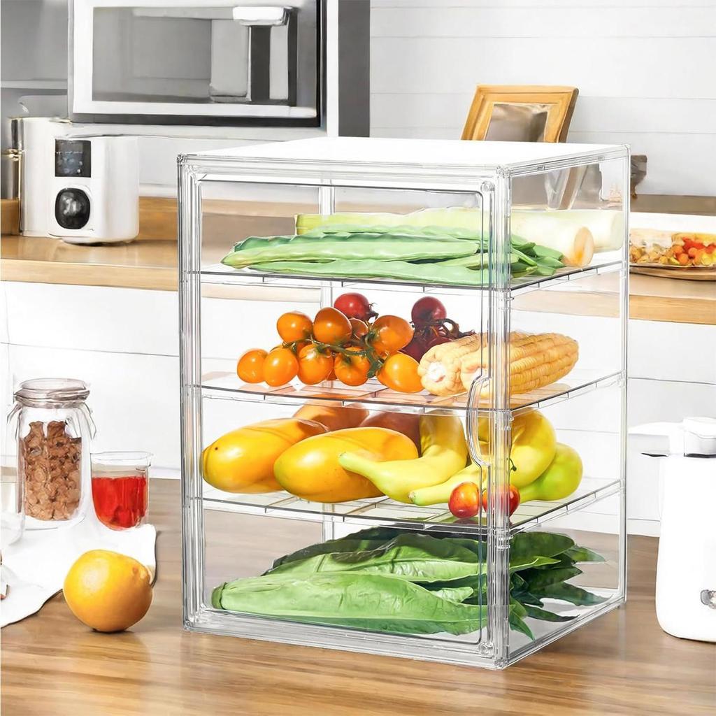 Transparente Bäckerei Lebensmittel Auslagevitrine 4-stöckige Dessert Auslagevitrine Brotkasten Acryl Aufbewahrungsorganizer Halter für Gebäck Teig Muffin