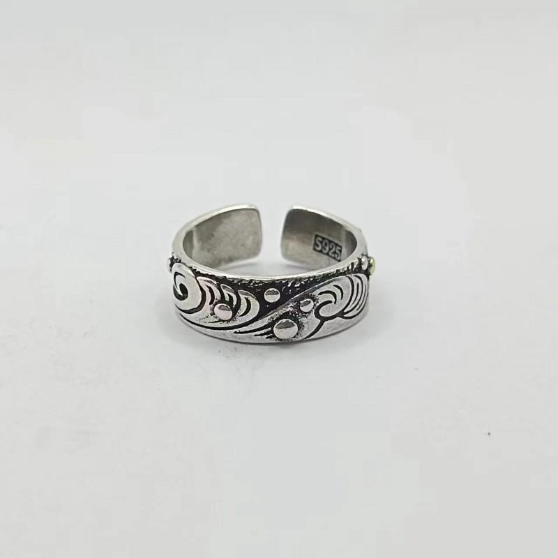 Adjustable Open Ring Set Couples Vintage Geometric Ox Design Plated Unisex Fashion Jewelry Adjustable Open Band