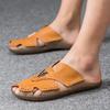 Nieuwe leren pantoffels heren woninginrichting binnenvloer klassiek schoeisel casual slippers leren sandalen schoenen man