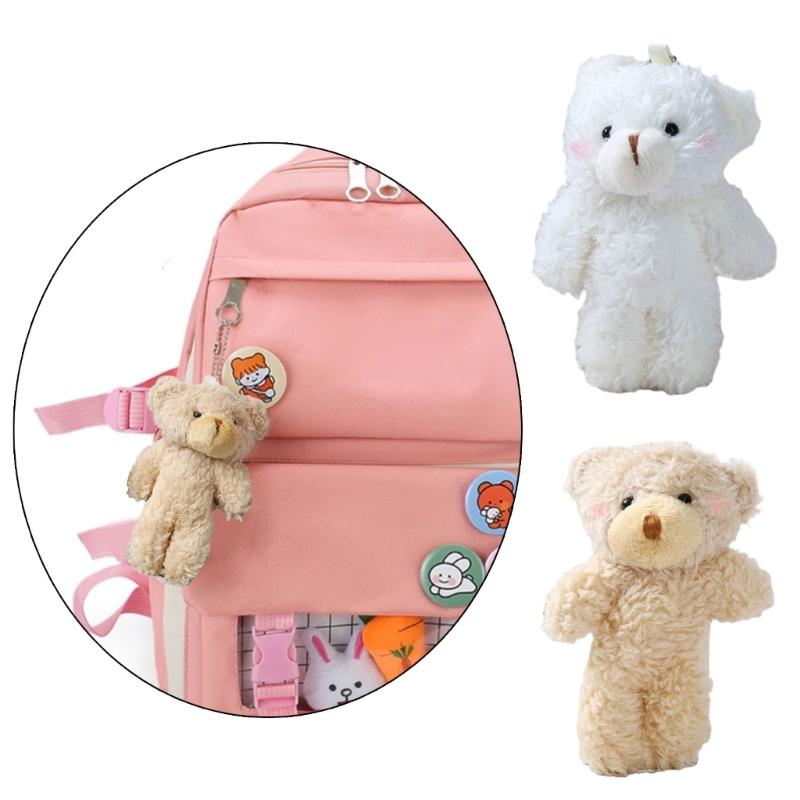 2pcsBlush Bear Pendant Plush Bear Keychain Stuffed Animal Pendant Soft Key Rings