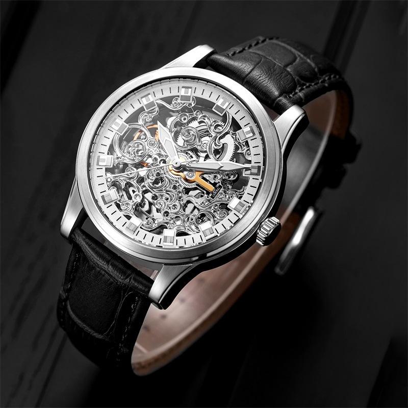 Utime High-End Mechanical Watch Men'S Fully Automatic Business Skeleton Leather Waterproof Men'S Mechanical Watch
