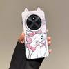 KEYSION Cute Ear Cartoon Case for Redmi 14C with Lanyard Soft Silicone+PC Shockproof Phone Back Cover for Xiaomi POCO C75