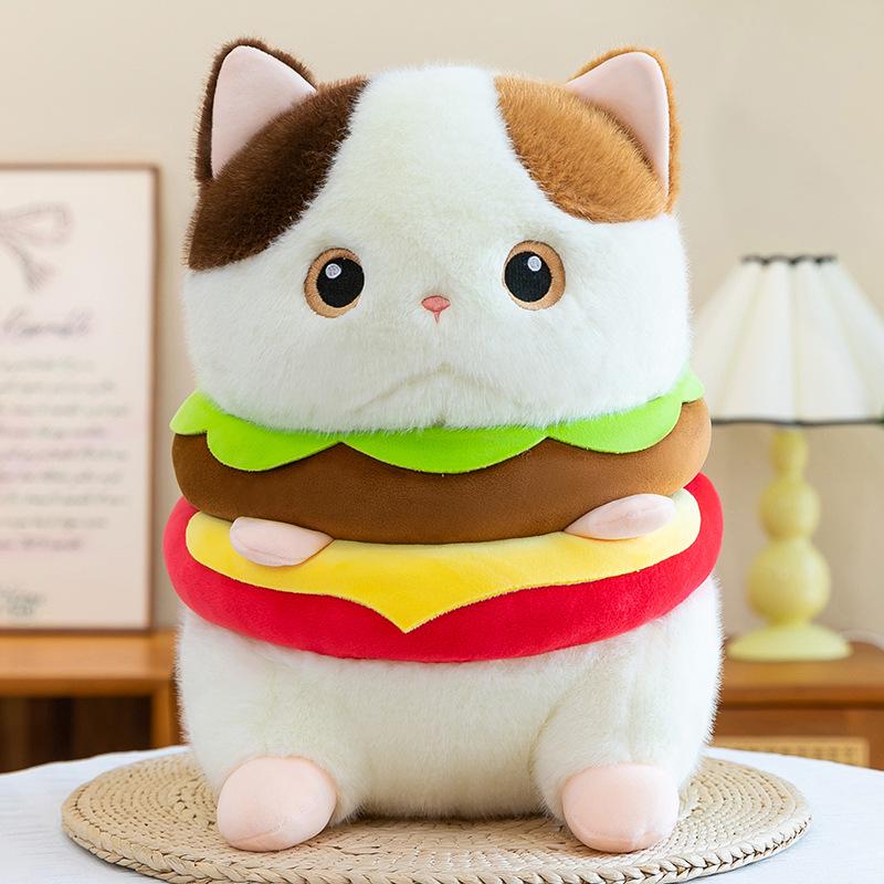 Cute Cat Plush Pillow: Siamese & Black Cat Hugging Doll 28cm