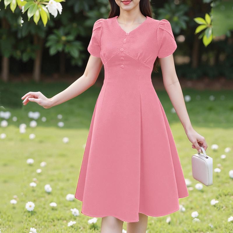 

ZANZEA Женское повседневное летнее платье с V-образным вырезом и коротким рукавом 5XL розовый