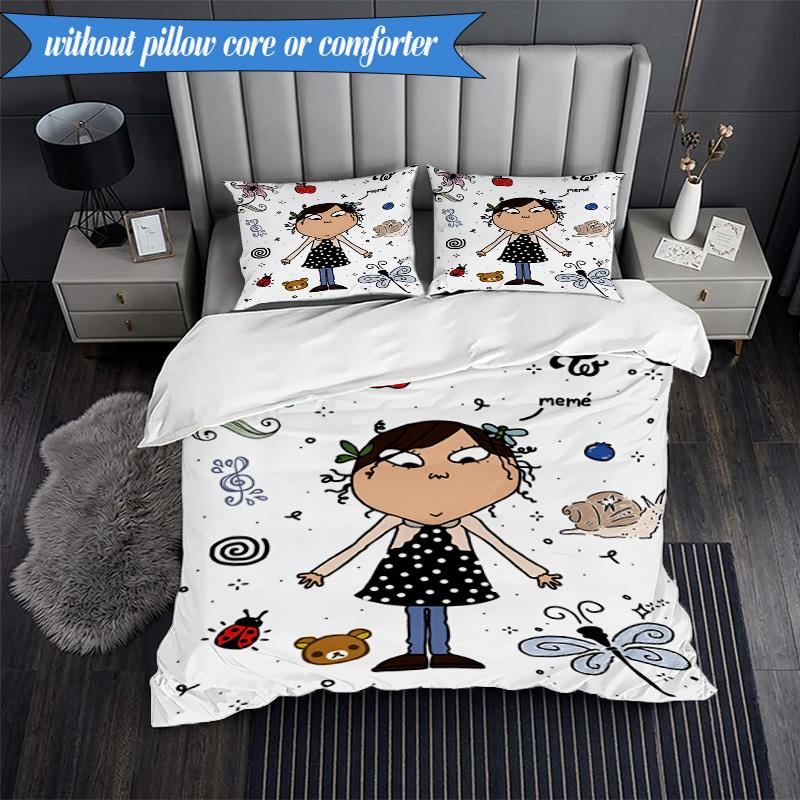 3-teiliges Char-lie und Lola Abenteuer Bettwäsche-Set, Enthält 1 Bettbezug und 2 Kissenbezüge. Perfekt für Schlafzimmer, Wohnheim, Weihnachtsgeschenk für Fans